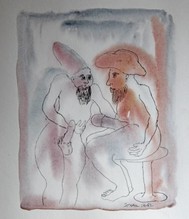 Untitled (two men in conversation with huge erections)